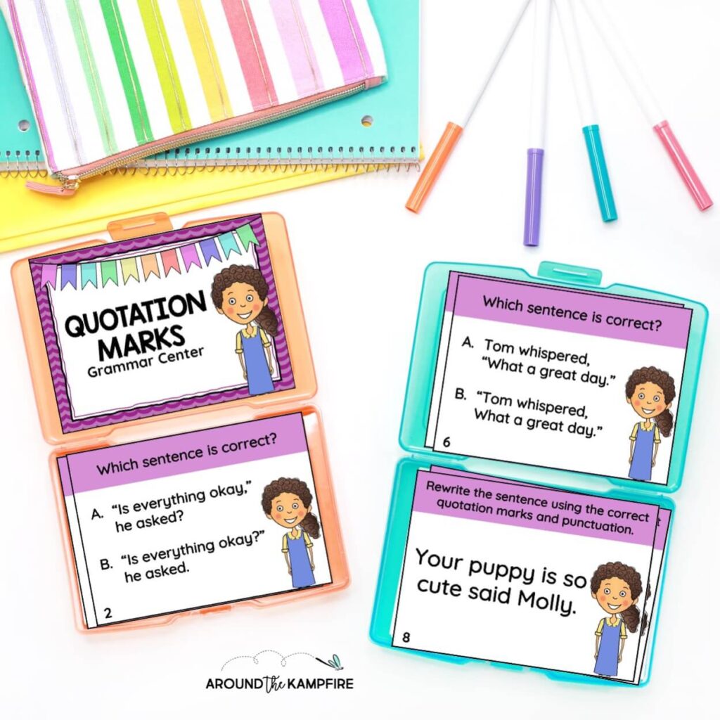 Activities to Teach Quotation Marks Task Cards