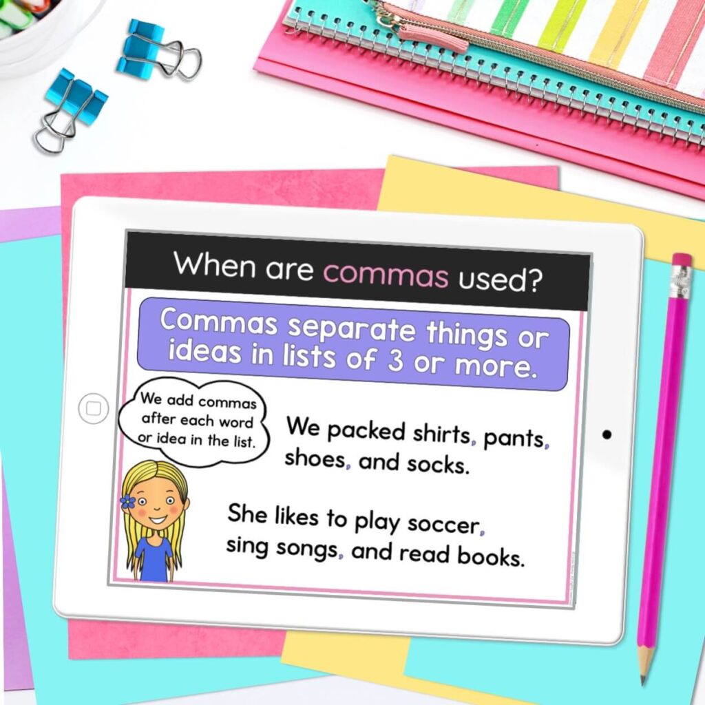 commas in a series activities powerpoint