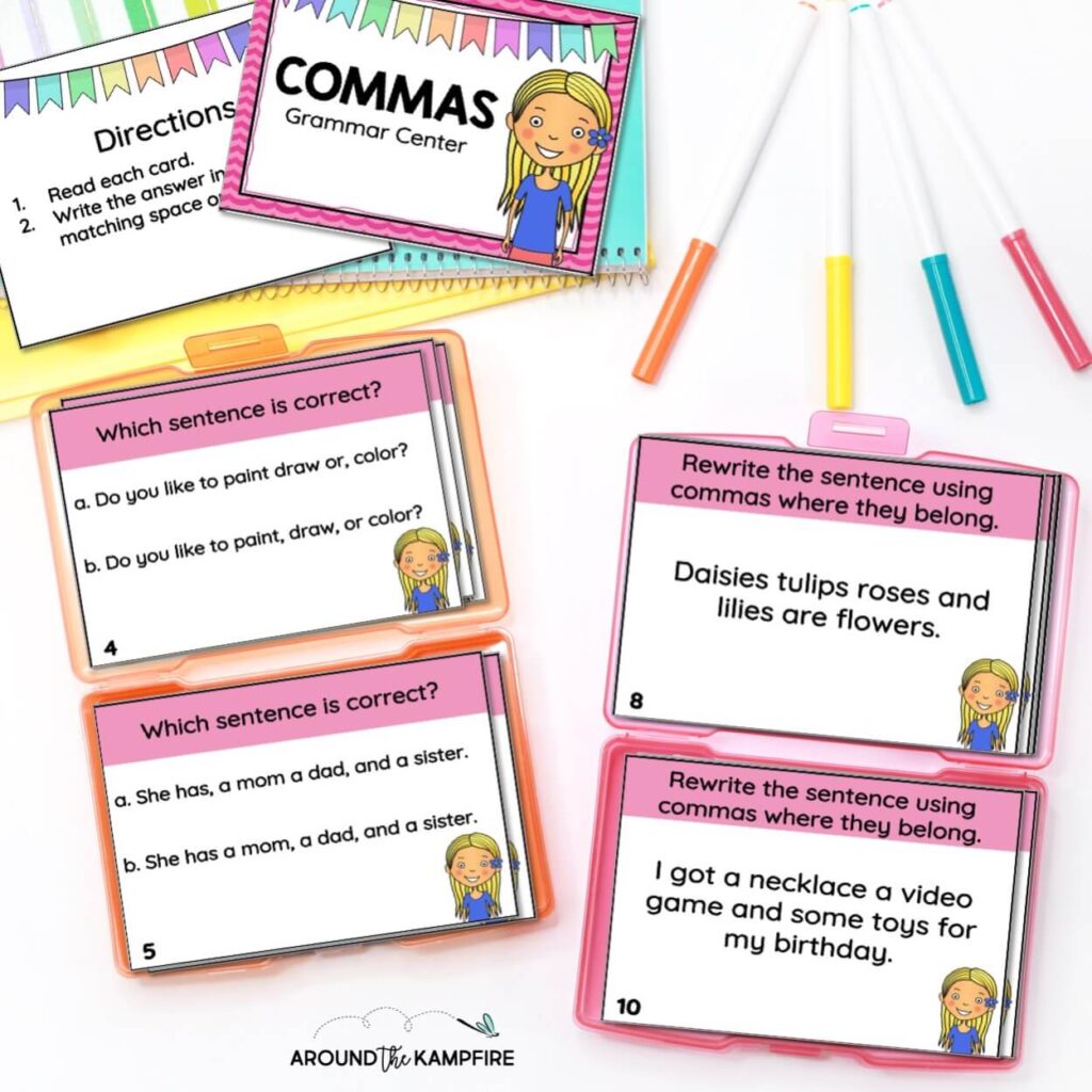 commas in a series activities task cards