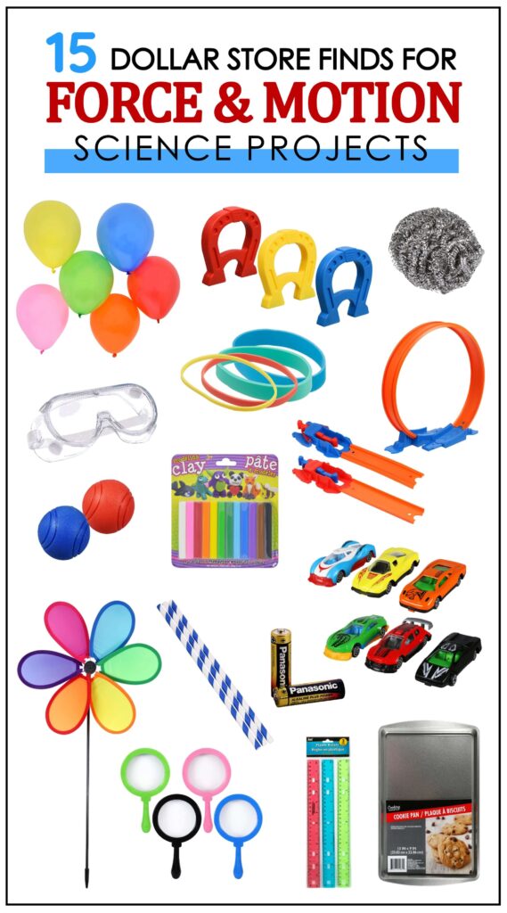 dollar store science materials for teaching force and motion