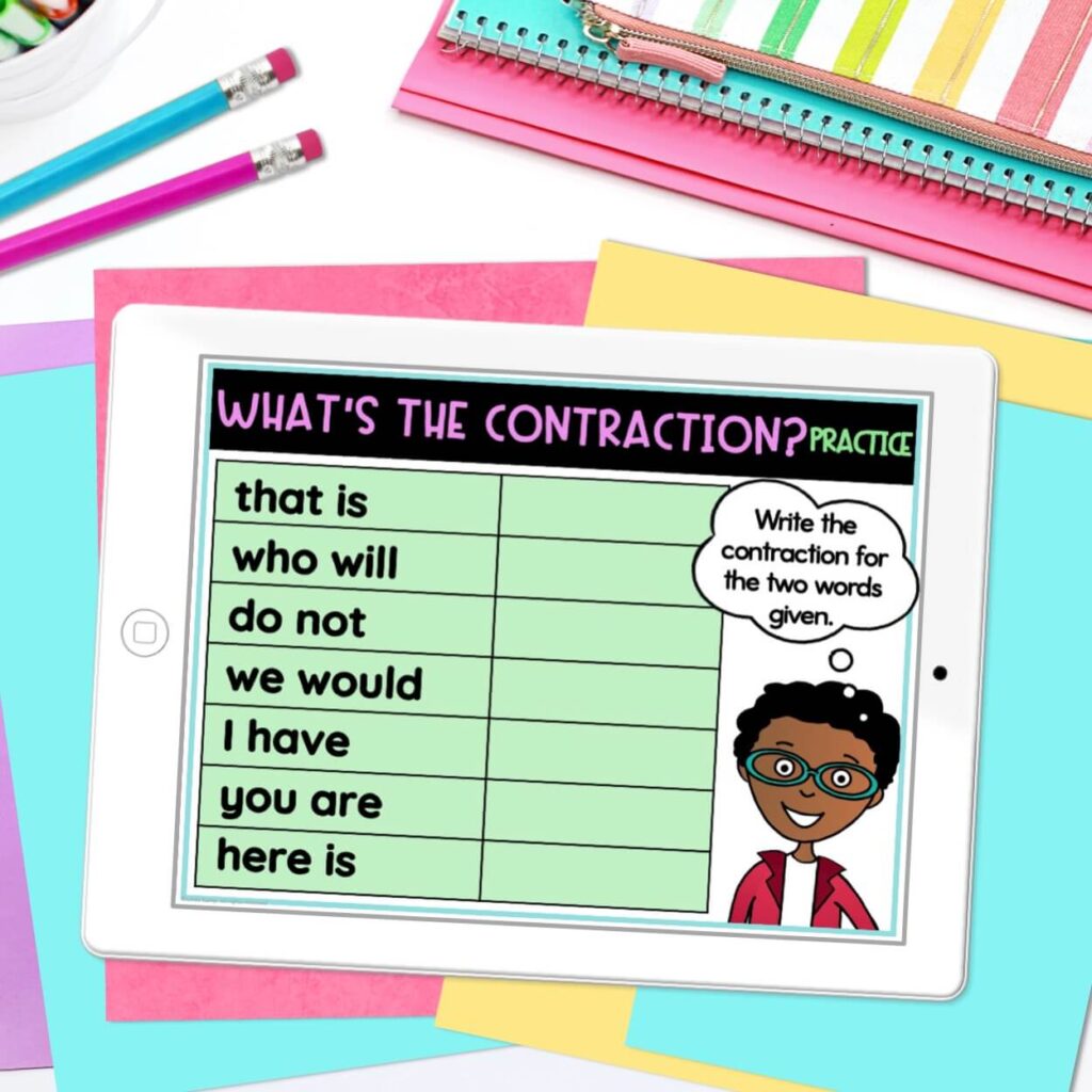 teach contractions in second grade teaching slides