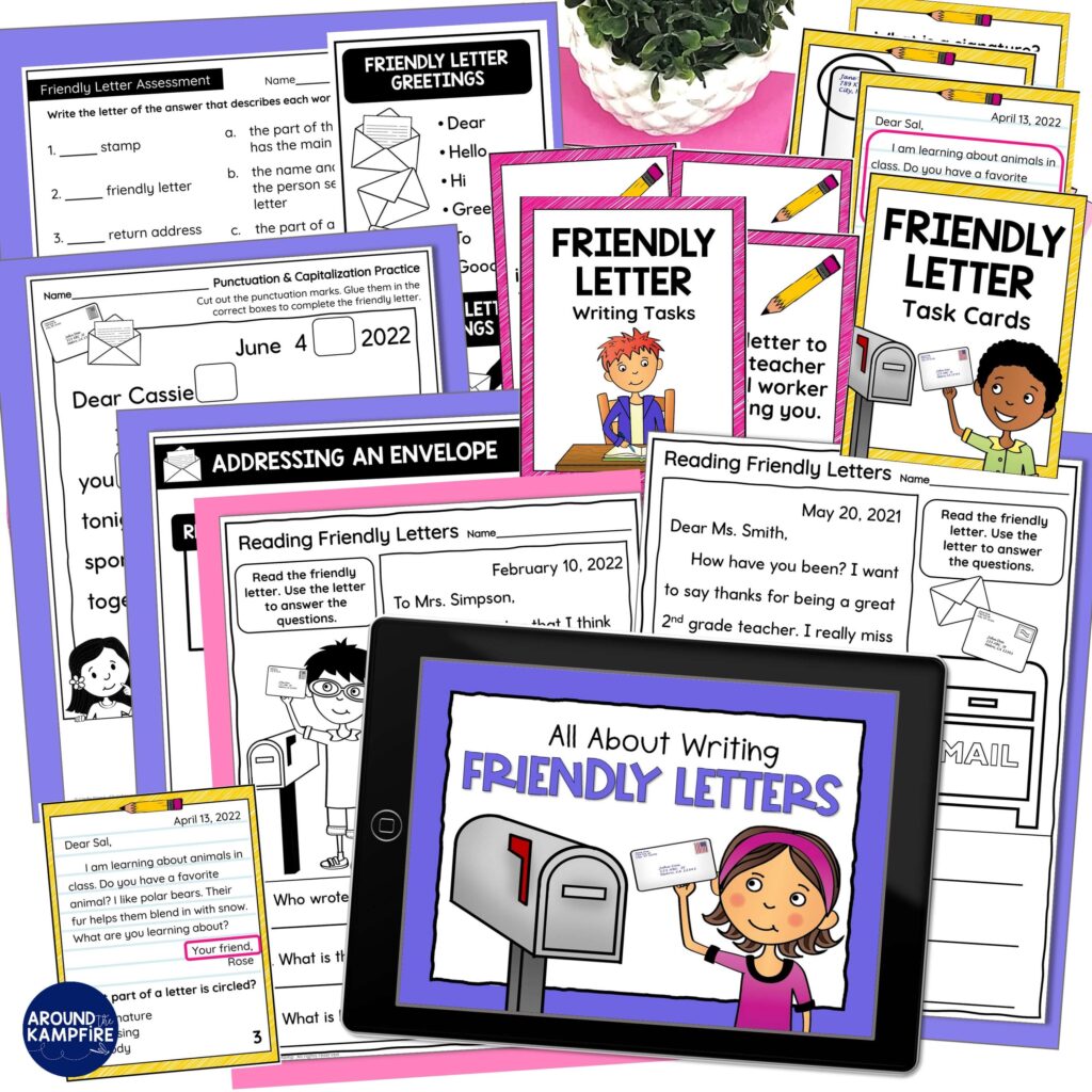 Friendly letters teaching unit with worksheets, activities, lesson plans and PowerPoint