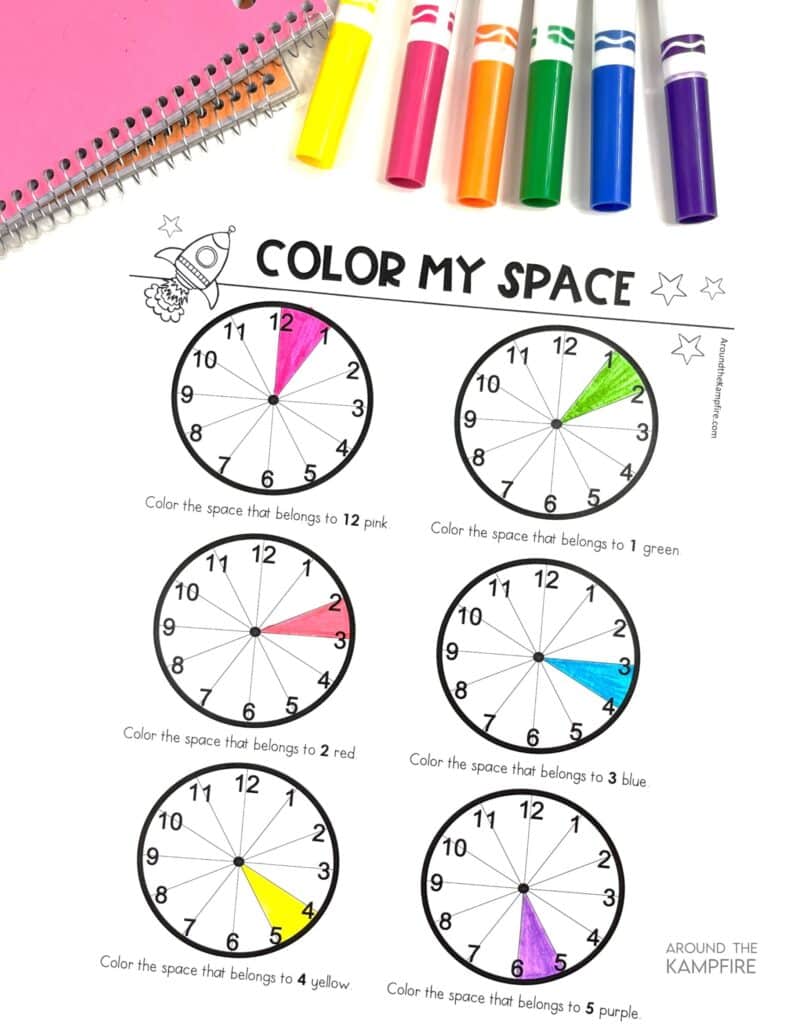 hour space telling time worksheet