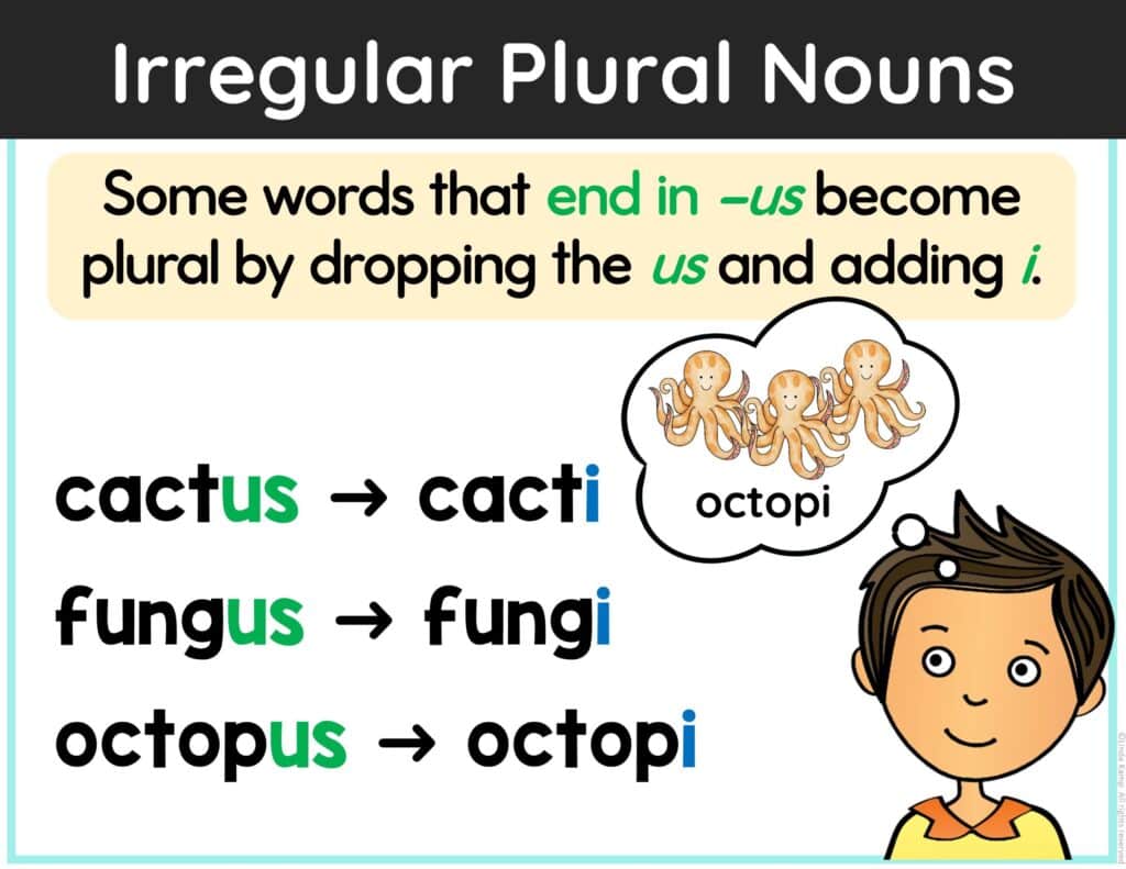 irregular plural noun rules poster