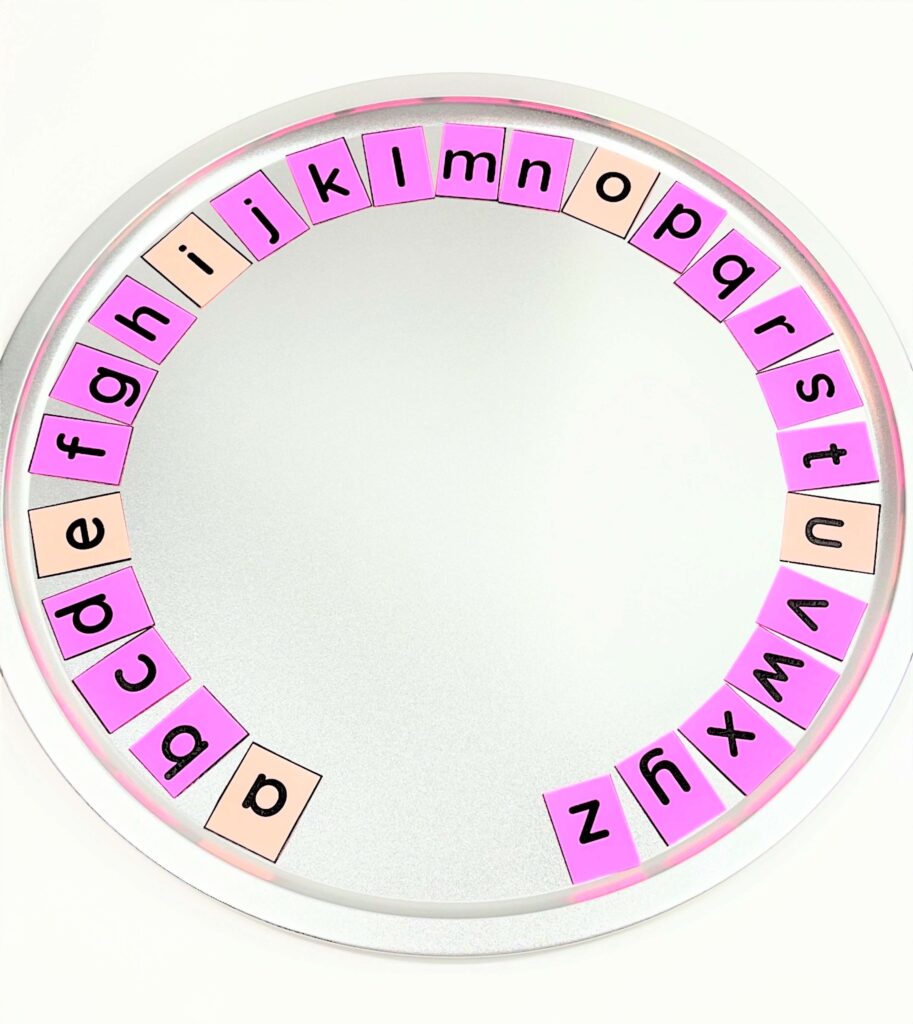 DIY magnetic alphabet letter tiles on cookie sheet