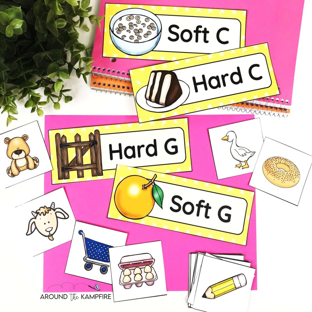 soft hard c g sound sort picture cards