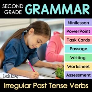 cover of irregular past tense verbs grammar unit