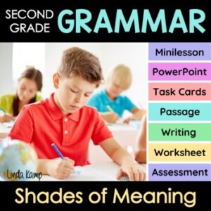 cover of a teaching unit for shades of meaning activities and lesson plans for 2nd grade