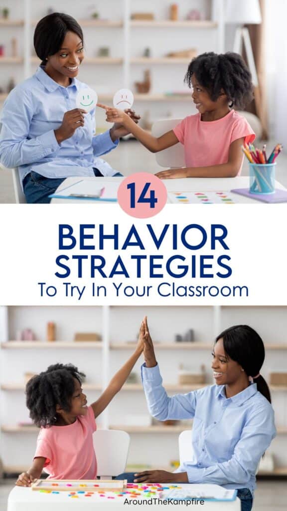 A teacher trying positive behavior intervention strategies with a student in their classroom.