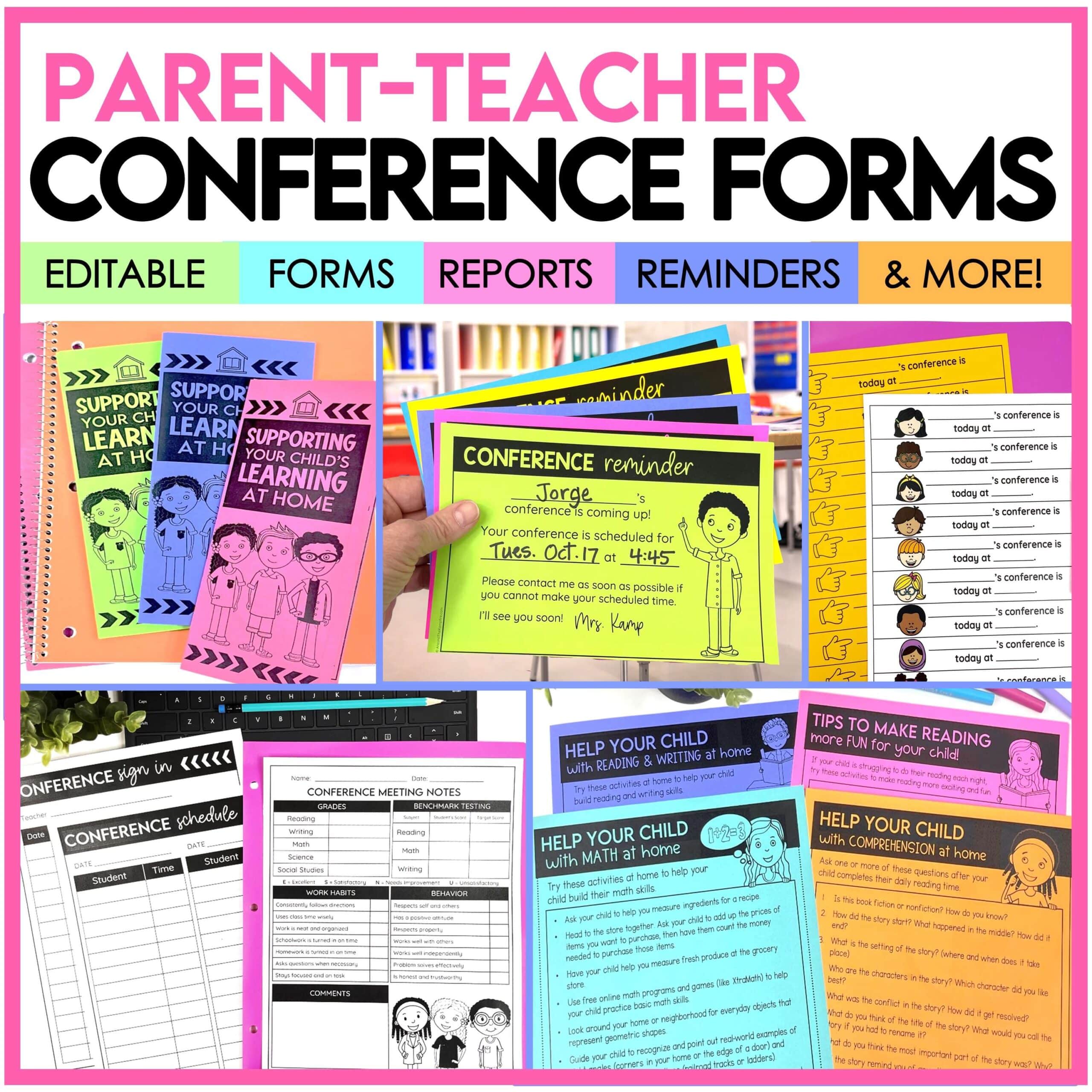 Editable parent teacher conference forms