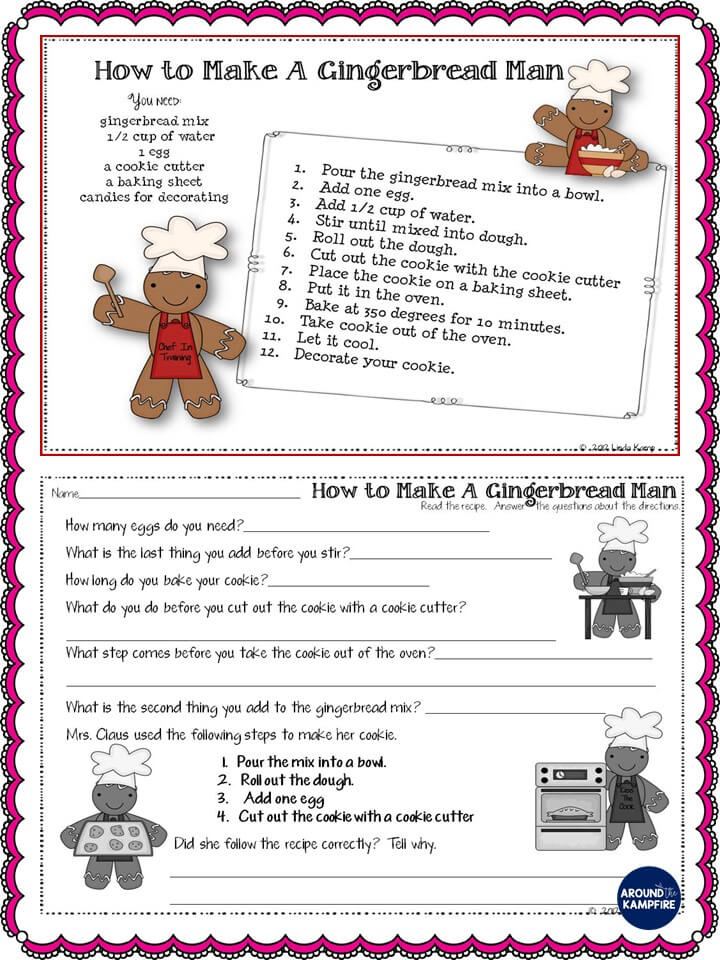 Free Gingerbread Following Directions worksheet.