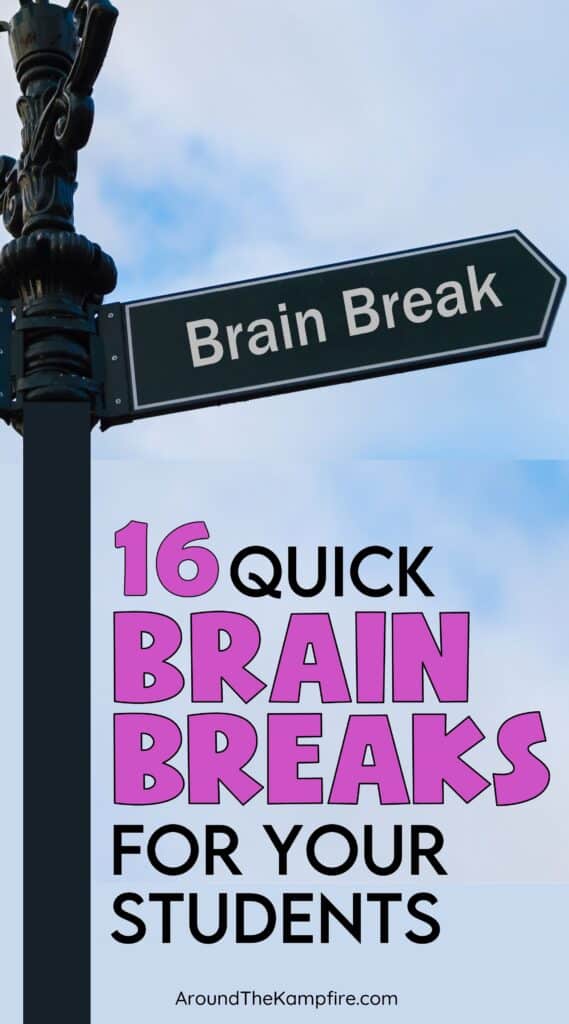 A blog post listing websites for 16 brain break videos for elementary kids.