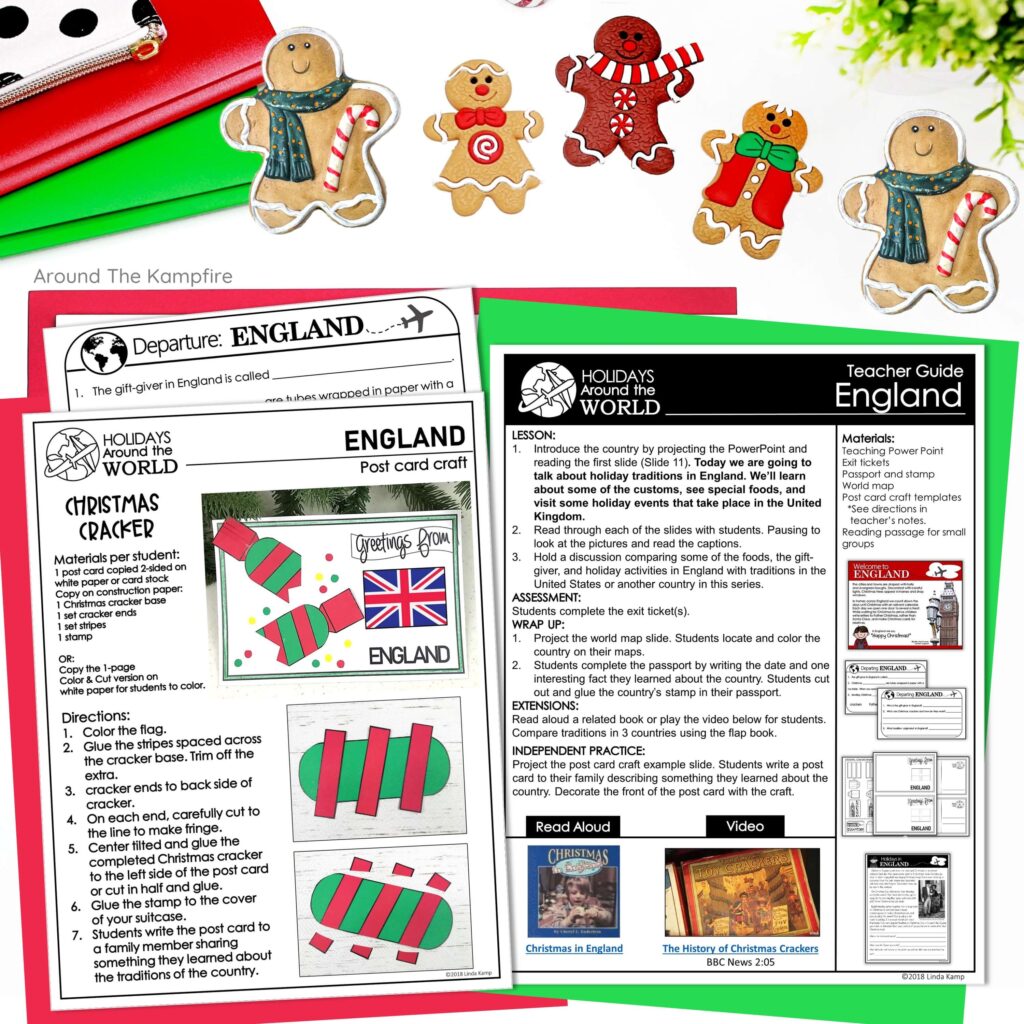 Lesson plans and crafts to teach kids about Christmas in England.