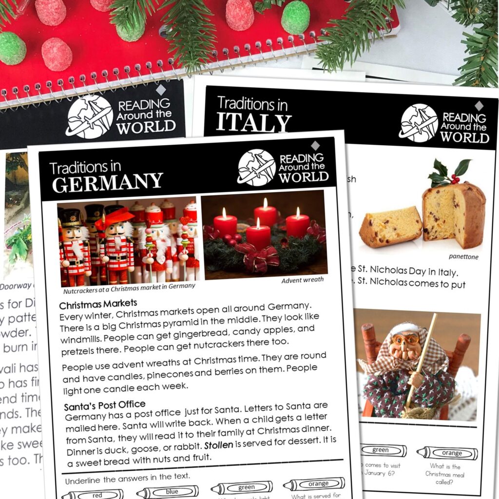 Christmas in Germany reading comprehension activities.