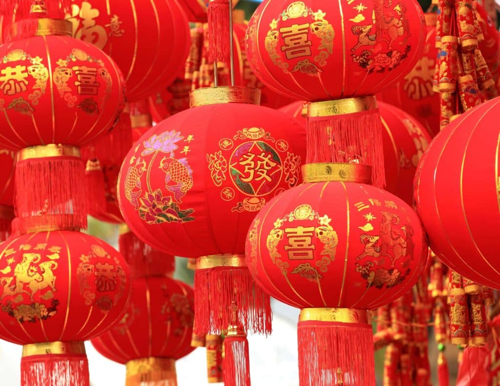 red lanterns chinese new year.