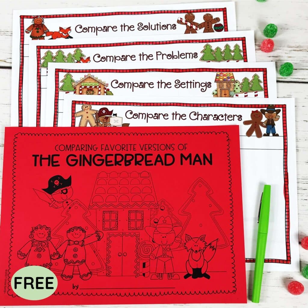 Free comparing Gingerbread story elements booklet.