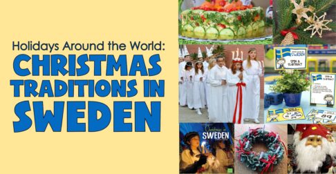 Cover photo for Christmas Traditions in Sweden featuring photos with different Swedish Christmas traditions.