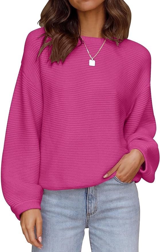 fuscia ribbed sweater pullover