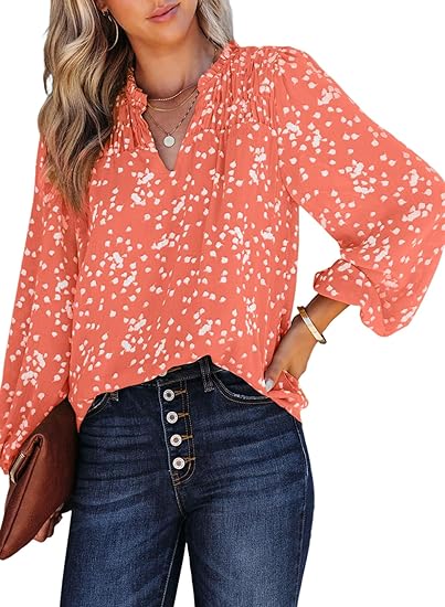 peach floral blouse