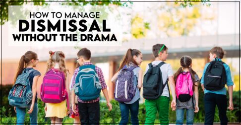 Elementary age students walking home at dismissal time