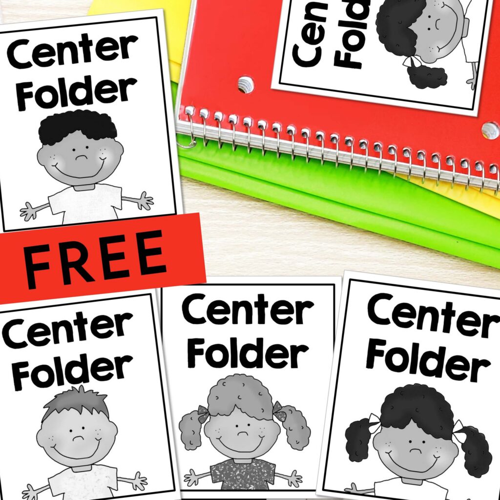 labels for students to glue on to a center folder